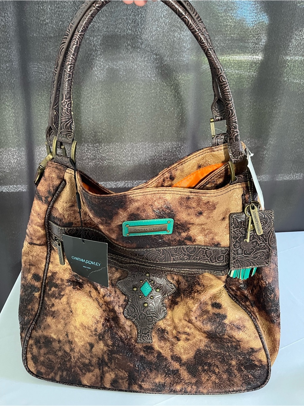 NWT Cynthia Rowley Western Longhorn Overnight Bag